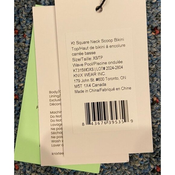 NWT Knix Bikini Bathing Suit Top Square Neck Wave Pool Blue XS New - Picture 3 of 5